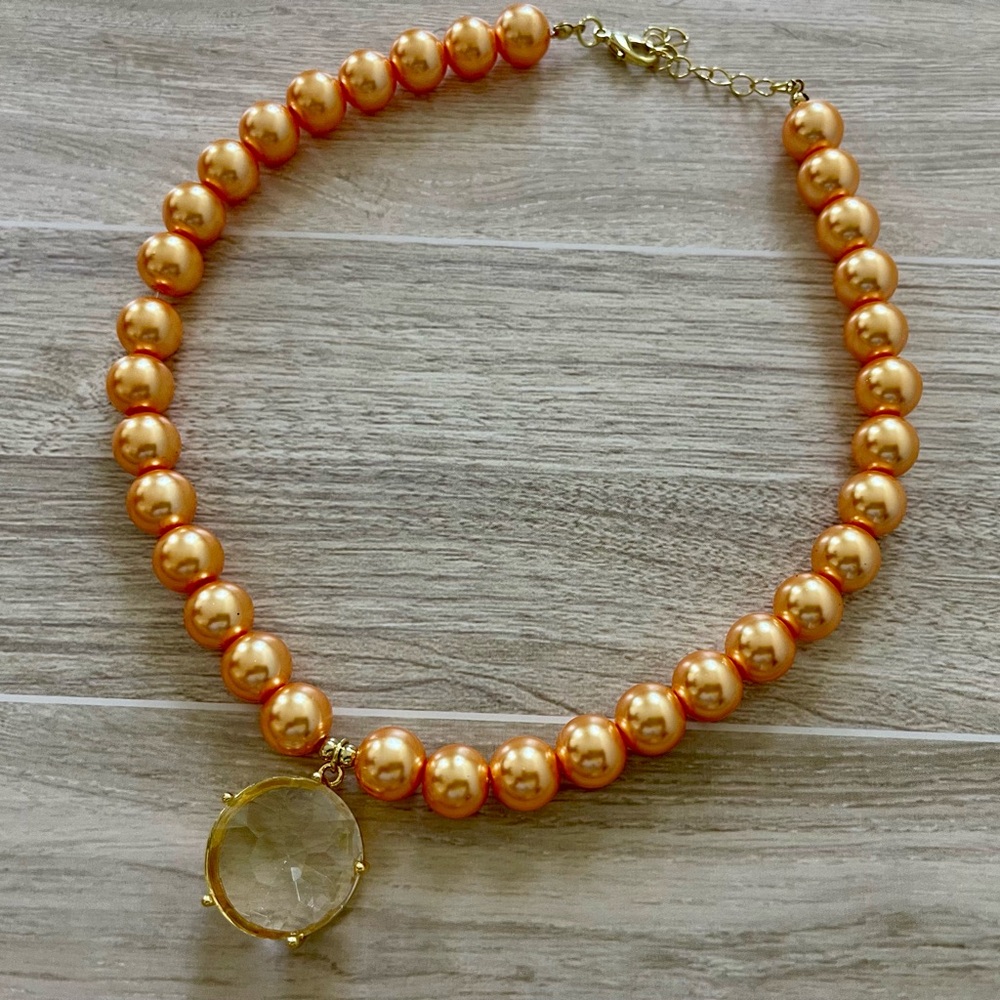 Oversized Beaded Orange Pearl Necklace